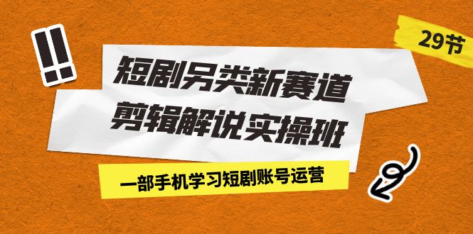 短剧另类新赛道剪辑解说实操班：一部手机学习短剧账号运营-项目创薪