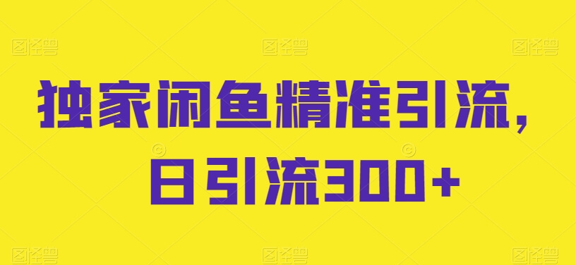 独家闲鱼精准引流日引300＋技术-项目创薪