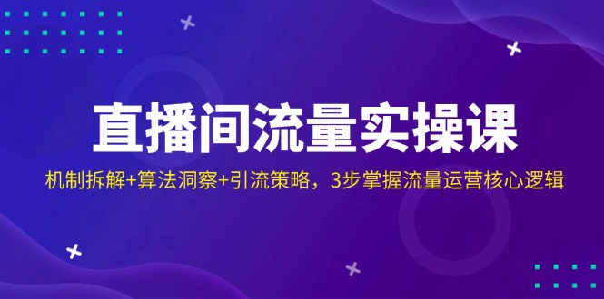 直播间流量实操课：机制拆解+算法洞察+引流策略，3步掌握流量运营核心逻辑-项目创薪