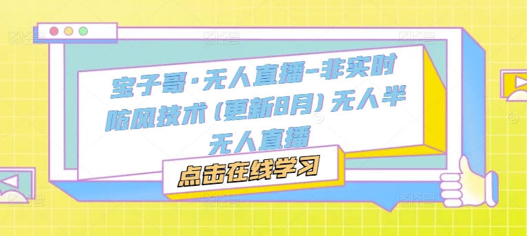 宝子哥·无人直播-非实时防风技术(更新25年5月)无人半无人直播-项目创薪
