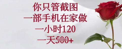 你只管截图，一部手机在家做，一小时120.一天5张【揭秘】-项目创薪