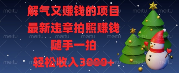 解气又挣钱的项目，最新违章拍照挣钱，随手一拍，轻松收入数张【揭秘】-项目创薪