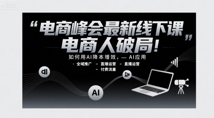 电商峰会最新线下课，电商人破局，如何用AI降本增效，AI应用-全域推广-直播运营-付费流量-项目创薪