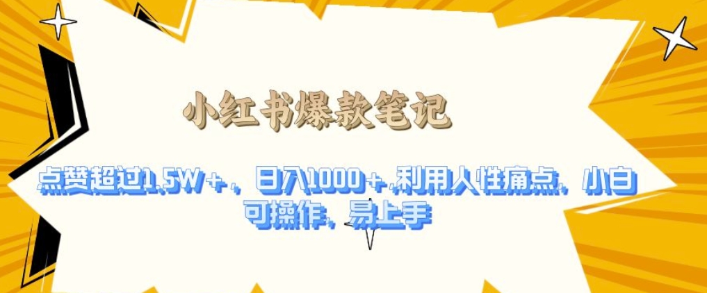利用人性的痛点，打造爆款笔记，获得点赞超过1.5W+，日入1k【揭秘】-项目创薪