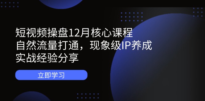 短视频操盘12月核心课程：自然流量打通，现象级IP养成，实战经验分享-项目创薪