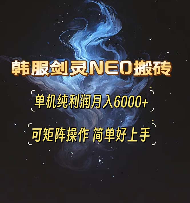 韩服剑灵NEO搬砖攻略，单机纯利润月入6000+ 可矩阵操作，简单好上手。-项目创薪