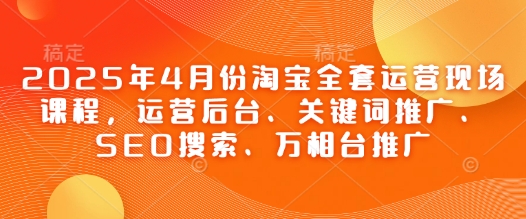 2025年4月份淘宝全套运营现场课程，运营后台、关键词推广、SEO搜索、万相台推广-项目创薪