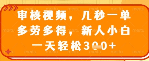 审核视频，几秒一单，多劳多得，新人小白一天轻松3张【揭秘】-项目创薪