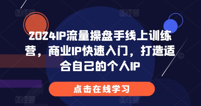 2024IP流量操盘手线上训练营，商业IP快速入门，打造适合自己的个人IP-项目创薪