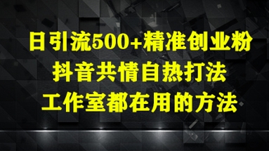 日引流500+精准创业粉，抖音共情自热打法，工作室都在用的方法-项目创薪