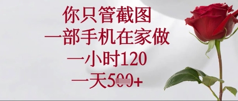 你只管截图，一部手机在家操作，一小时120.一天5张【揭秘】-项目创薪