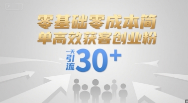 零基础零成本简单高效获客创业粉，一天引流30+-项目创薪