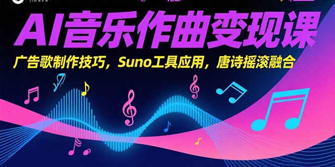 AI音乐作曲变现课，广告歌制作技巧，Suno工具应用，唐诗摇滚融合-项目创薪