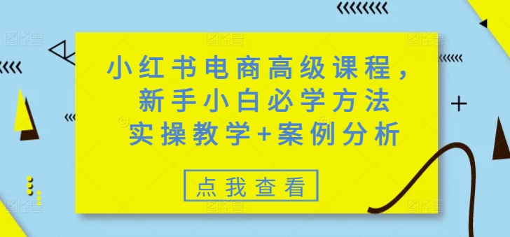 小红书电商高级课程，新手小白必学方法，实操教学+案例分析-项目创薪