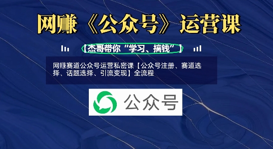 网创赛道公众号运营私密课【公众号注册、赛道选择、话题选择、引流变现】全流程-项目创薪