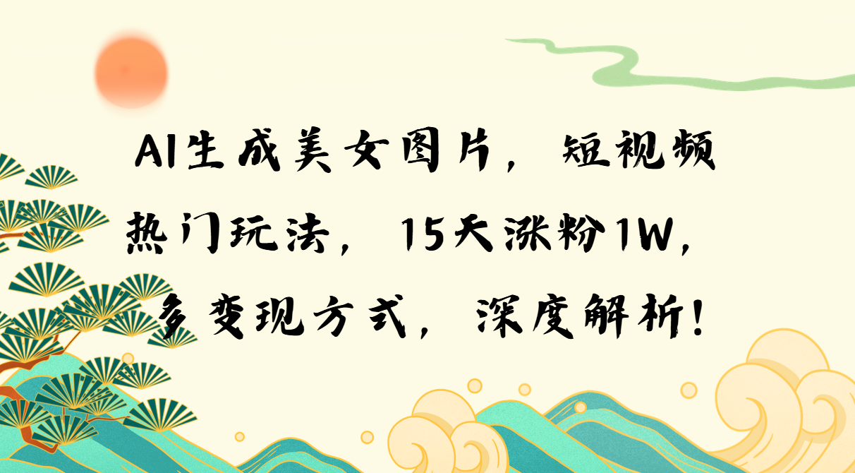 AI生成美女图片，短视频热门玩法，15天涨粉1W，多变现方式，深度解析!-项目创薪