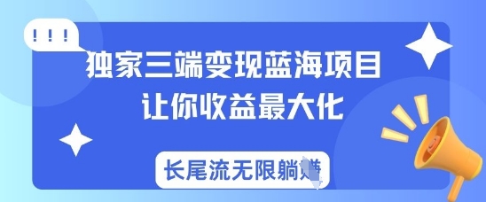 独家三端变现蓝海项目，让你收益最大化，长尾流无限躺挣-项目创薪