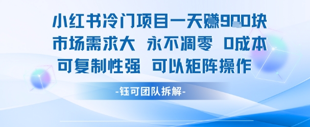 小红书冷门项目一天收益9张，市场需求大，0成本，可复制性强可以矩阵操作-项目创薪