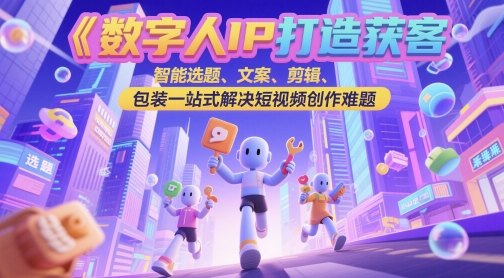 数字人IP打造获客变现实操课，智能选题、文案、剪辑、包装一站式解决短视频创作难题-项目创薪