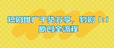 短剧推广干货分享，豹剧 1:1原创全流程-项目创薪