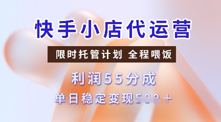 快手小店代运营，限时托管计划，收益55分，单日稳定变现多张【揭秘】-项目创薪