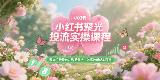 小红书聚光投流实操课程，聚光广告投放、数据分析、做高效低成本获客-项目创薪