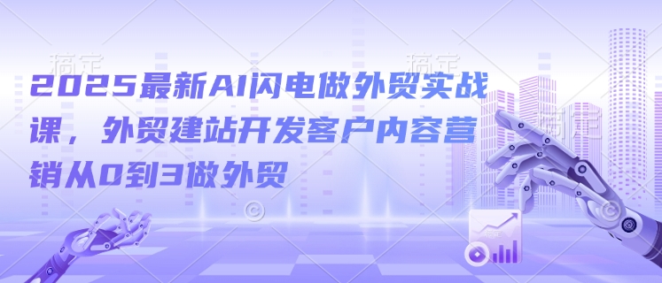2025最新AI闪电做外贸实战课，外贸建站开发客户内容营销从0到3做外贸-项目创薪