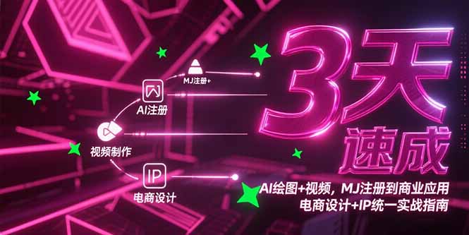 3天速成AI绘图+视频，MJ注册到商业应用，电商设计+IP统一实战指南-项目创薪