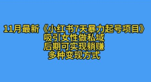 K总部落11月最新小红书7天暴力起号项目，吸引女性做私域【揭秘】-项目创薪