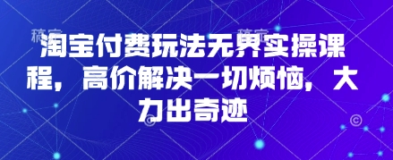 淘宝付费玩法无界实操课程，高价解决一切烦恼，大力出奇迹-项目创薪