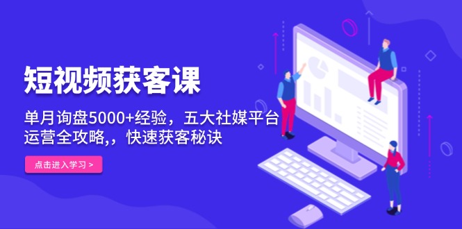 短视频获客课，单月询盘5000+经验，五大社媒平台运营全攻略,，快速获客…-项目创薪