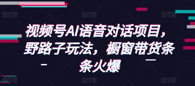 视频号AI语音对话项目，野路子玩法，橱窗带货条条火爆-项目创薪