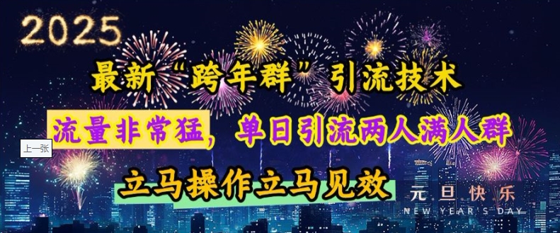 最新“跨年群”引流，流量非常猛，单日引流两人满人群，立马操作立马见效【揭秘】-项目创薪