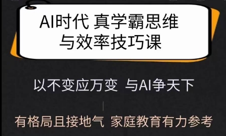 Ai时代真学霸思维与学习方法课，有格局且接地气，家庭教育有力参考-项目创薪