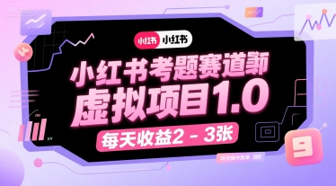 小红书考题赛道虚拟项目1.0，项目操作简单，每天收益2-3张-项目创薪