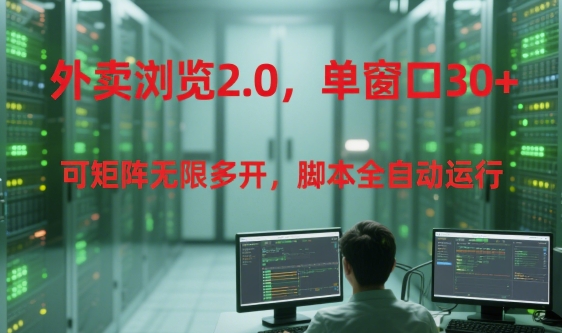 外卖浏览2.0，单窗口30+可矩阵无限多开，脚本全自动运行【揭秘】-项目创薪