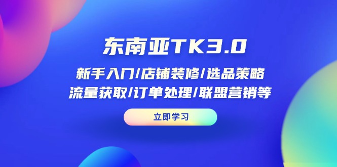 东南亚TK3.0：新手入门/店铺装修/选品策略/流量获取/订单处理/联盟营销等-项目创薪