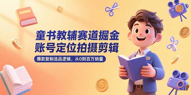 童书教辅赛道掘金，账号定位拍摄剪辑，爆款复制选品逻辑，从0到百万销量-项目创薪