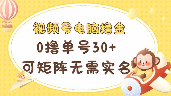 视频号电脑撸金 0撸单号30+ 可矩阵 无需实名多号多得-项目创薪