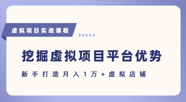 抓住虚拟项目各平台优势，新手轻松月入1W+(给出具体建议)-项目创薪