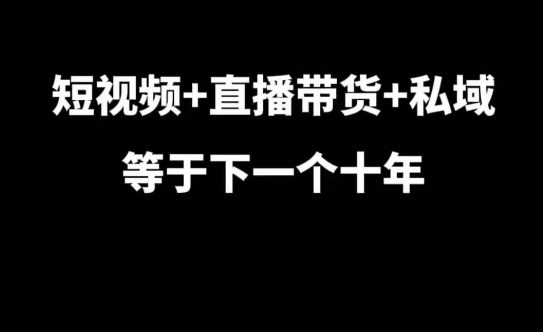 短视频+直播带货+私域等于下一个十年，大佬7年实战经验总结-项目创薪