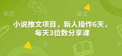 小说推文项目，新人操作6天，每天3位数分享课-项目创薪