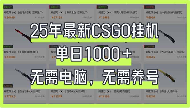 25年最新CSGO挂机系统，单日1000+，无需电脑，无需养号，0基础可上手-项目创薪