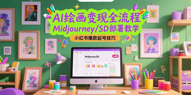 AI绘画变现全流程，Midjourney/SD部署教学，小红书爆款起号技巧-项目创薪
