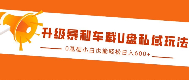 升级暴利车载U盘私域玩法，0基础小白也能轻松日入多张【揭秘】-项目创薪