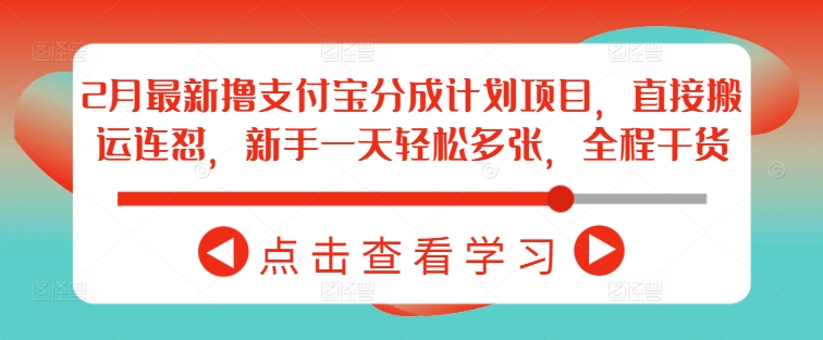2月最新撸支付宝分成计划项目，直接搬运连怼，新手一天轻松多张，全程干货-项目创薪