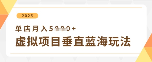 虚拟项目垂直玩法，实现单店月入5k+-项目创薪