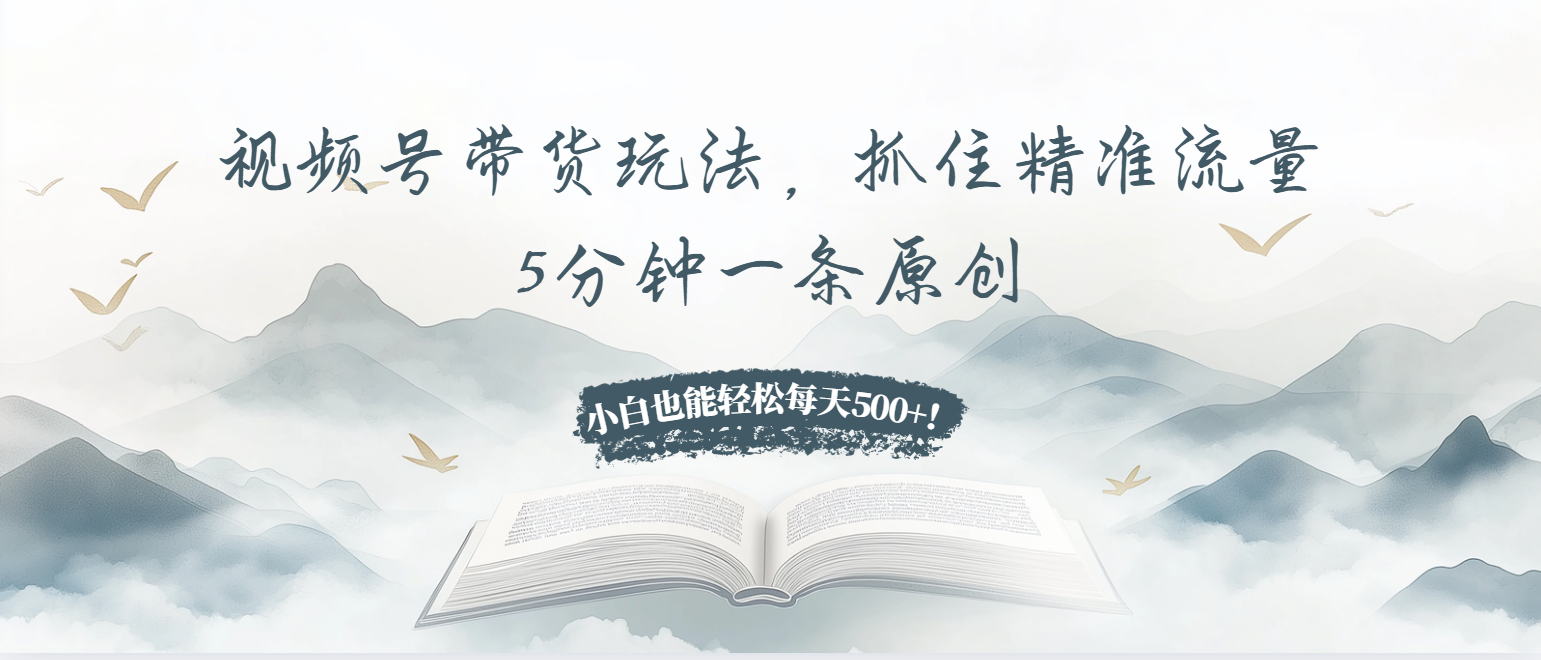 视频号带货玩法，抓住精准流量，5分钟一条原创，小白也能轻松每天500+！-项目创薪