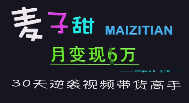 麦子甜30天逆袭视频带货高手，单月变现6W加特训营-项目创薪