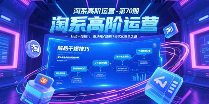 淘系高阶运营-第70期，标品干爆技巧，解决难点策略，大佬操盘方法-项目创薪